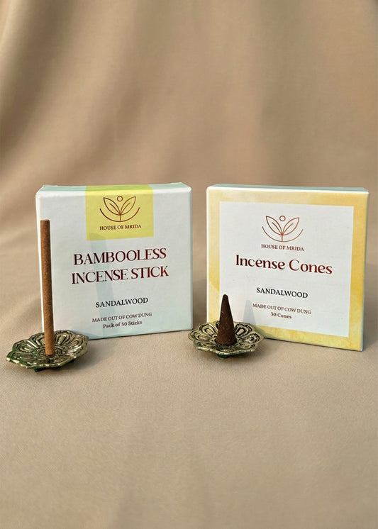 Sandalwood Bambooless Incense Sticks and Cones Combo