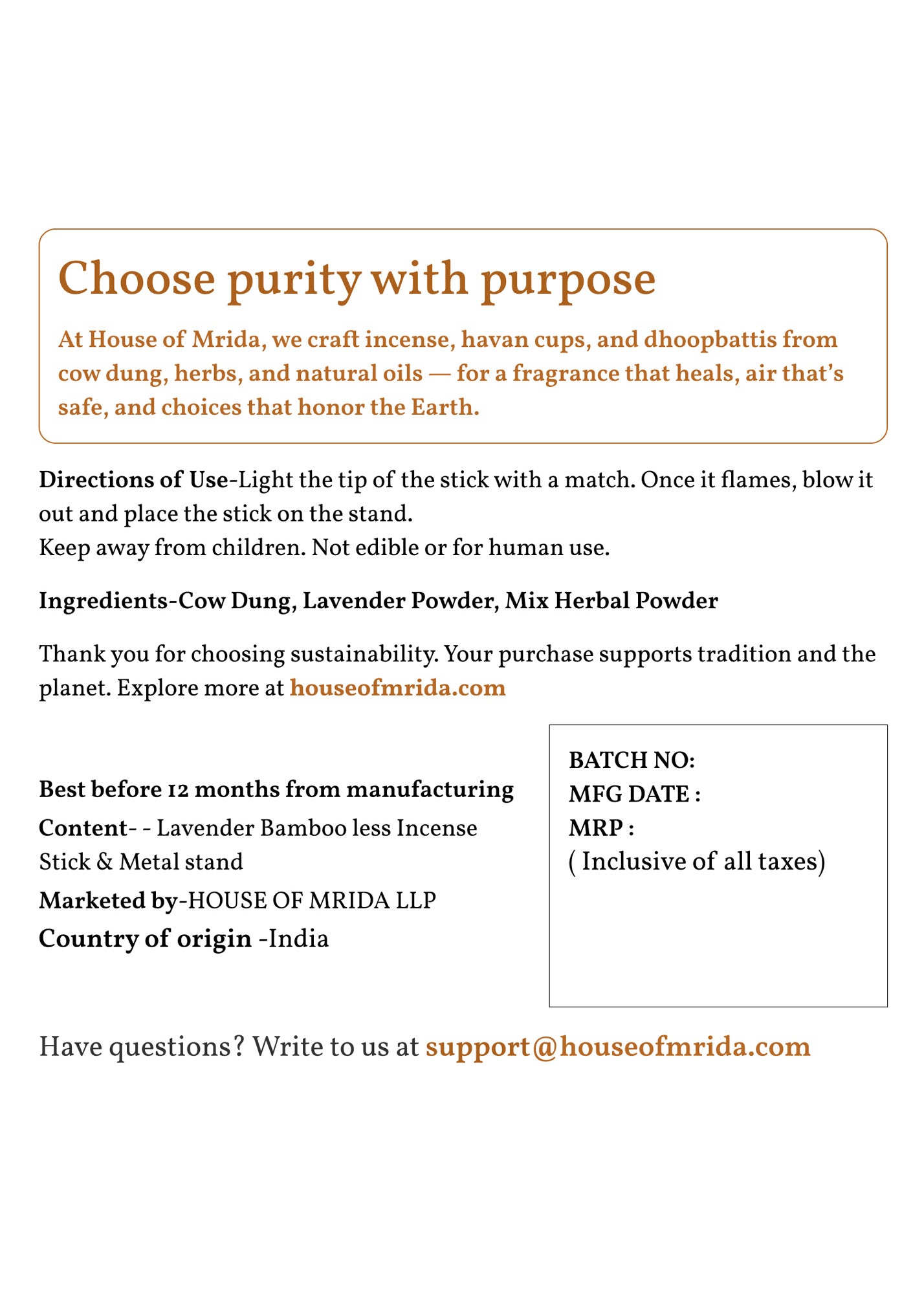 Lavender Bambooless Incense Sticks